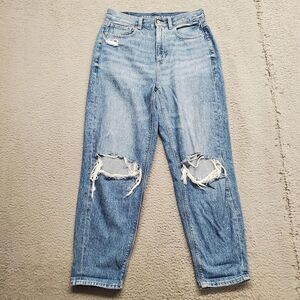 American Eagle Outfitters Jeans Womens‎ 6 Blue Denim Distressed Relaxed Mom